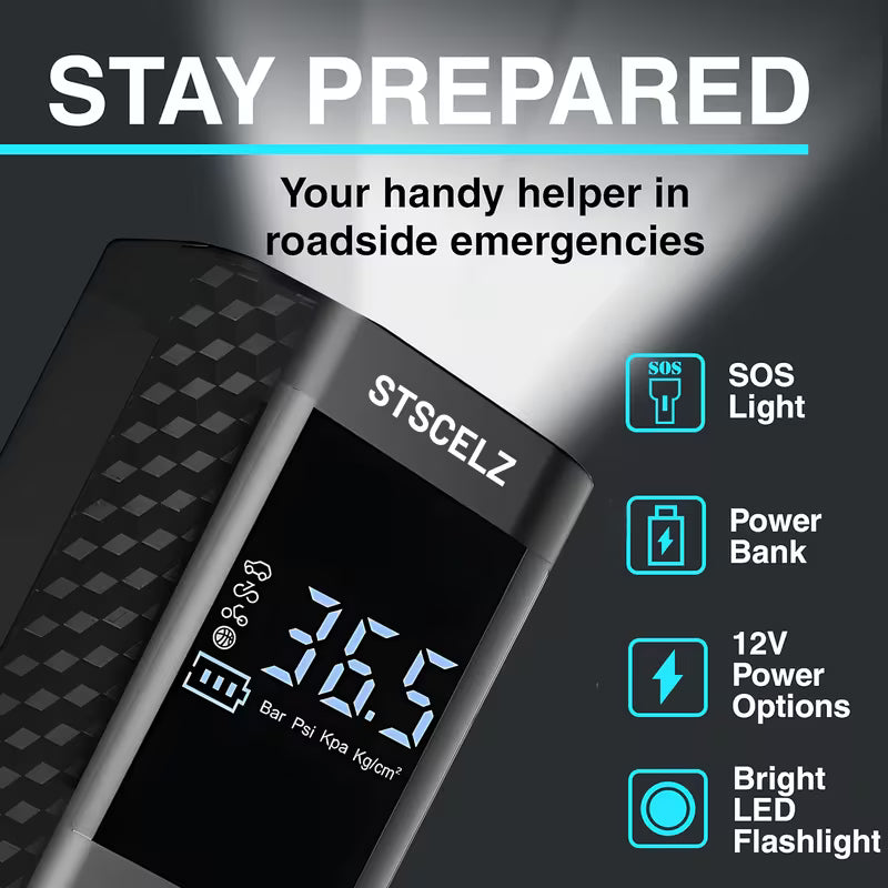 Portable Air Compressor with Tire Pressure Gauge &amp; LED Display